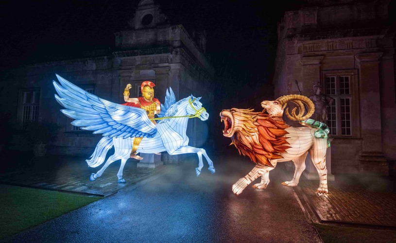 Pegasus & the Chimera lanterns at Longleat's Festival of Light